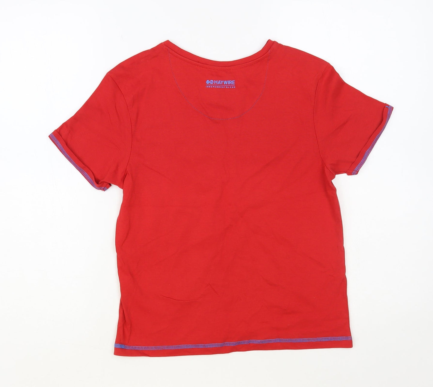 Haywire Boys Red Cotton Pullover T-Shirt Size 10 Years Crew Neck Pullover