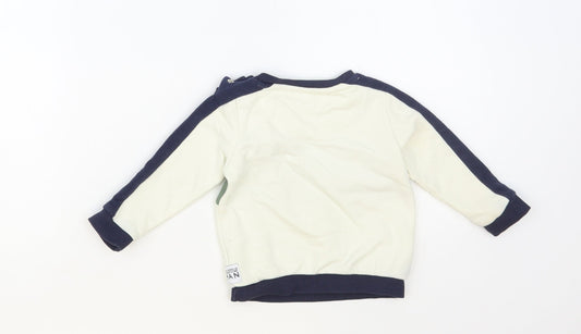 F&F Baby Ivory Colourblock Cotton Pullover Jumper Size 6-9 Months Snap - Superstar