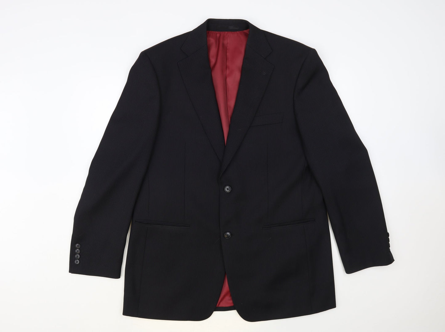 Daniel Grahame Mens Black Striped Polyester Jacket Blazer Size 42