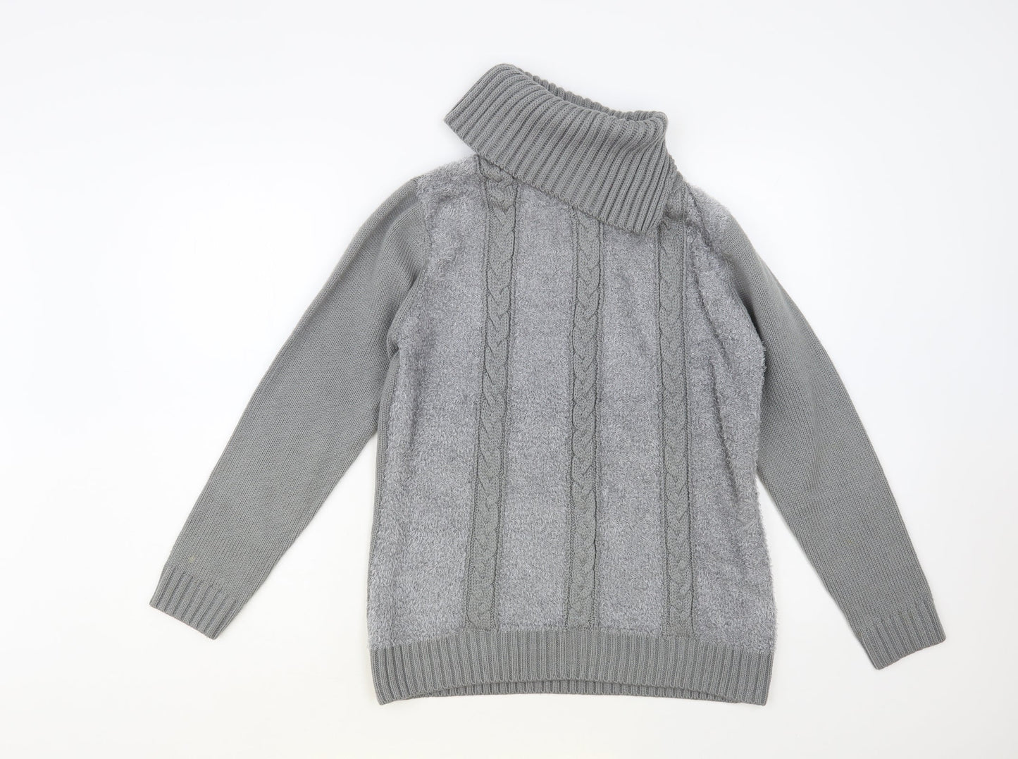 Fay Louise Womens Grey Roll Neck Acrylic Pullover Jumper Size M