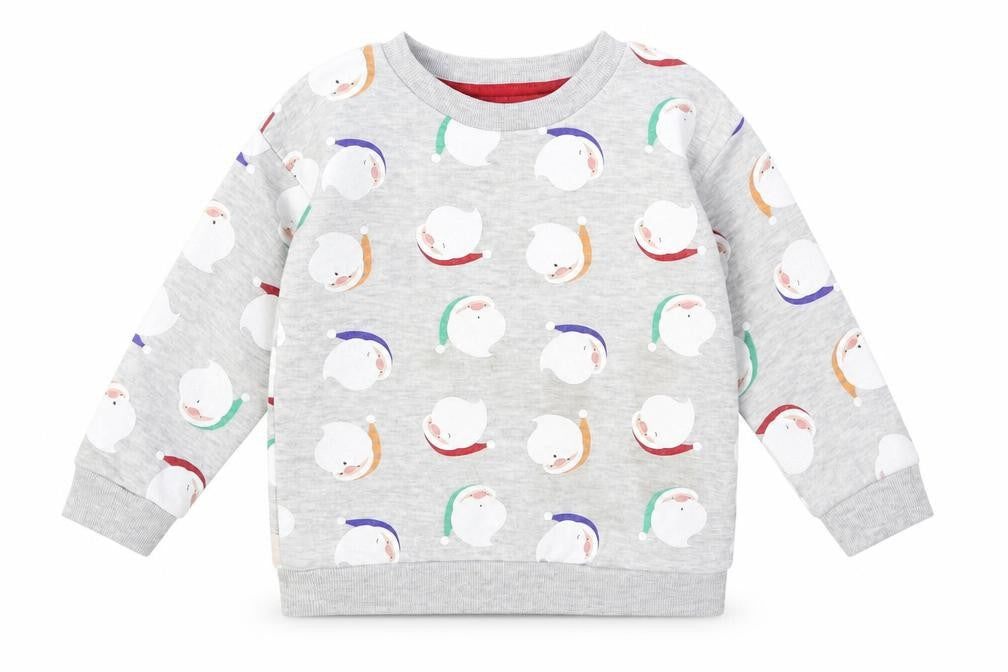 Primark Girls Grey Geometric Cotton Pullover Sweatshirt Size 2-3 Years Pullover - Santa Print