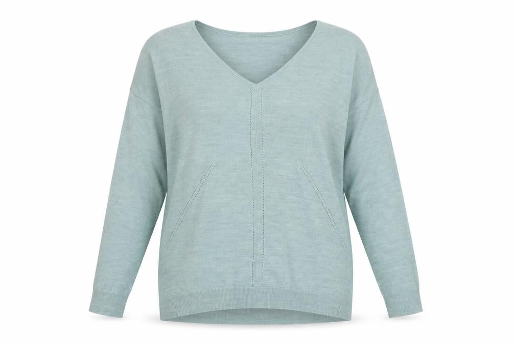 Peacocks Womens Blue V-Neck Acrylic Pullover Jumper Size 12
