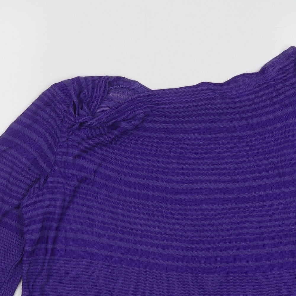 Per Una Womens Purple Round Neck Striped Viscose Pullover Jumper Size 12