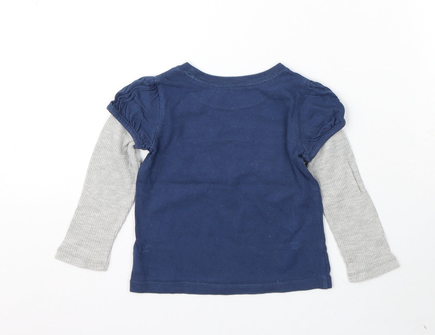 Gap Girls Blue Cotton Basic T-Shirt Size 18-24 Months Round Neck