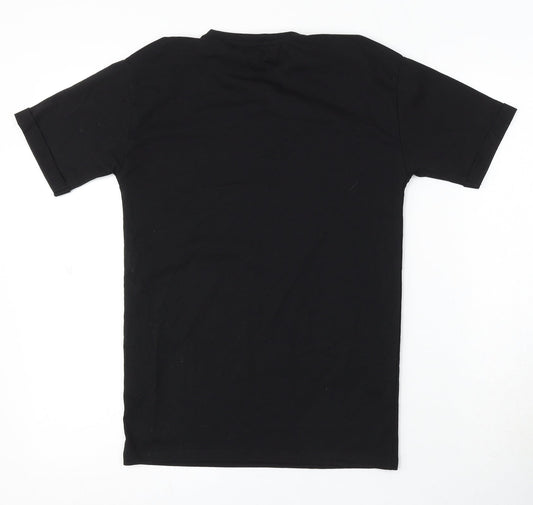 George Girls Black Cotton Basic T-Shirt Size 6-7 Years Round Neck - New York