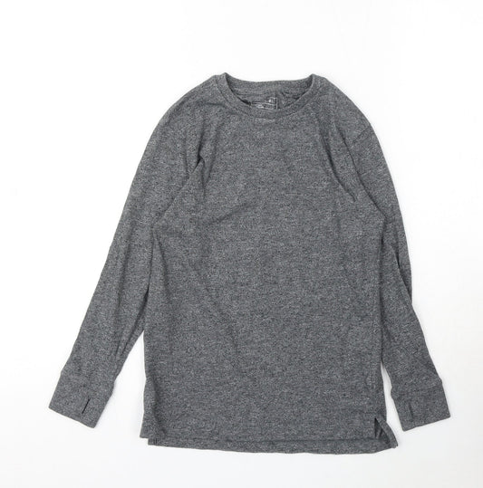 NEXT Girls Grey Cotton Basic T-Shirt Size 7 Years Round Neck
