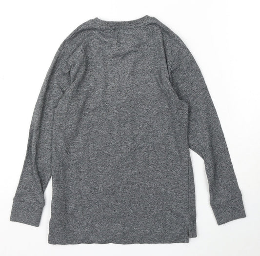 NEXT Girls Grey Cotton Basic T-Shirt Size 7 Years Round Neck