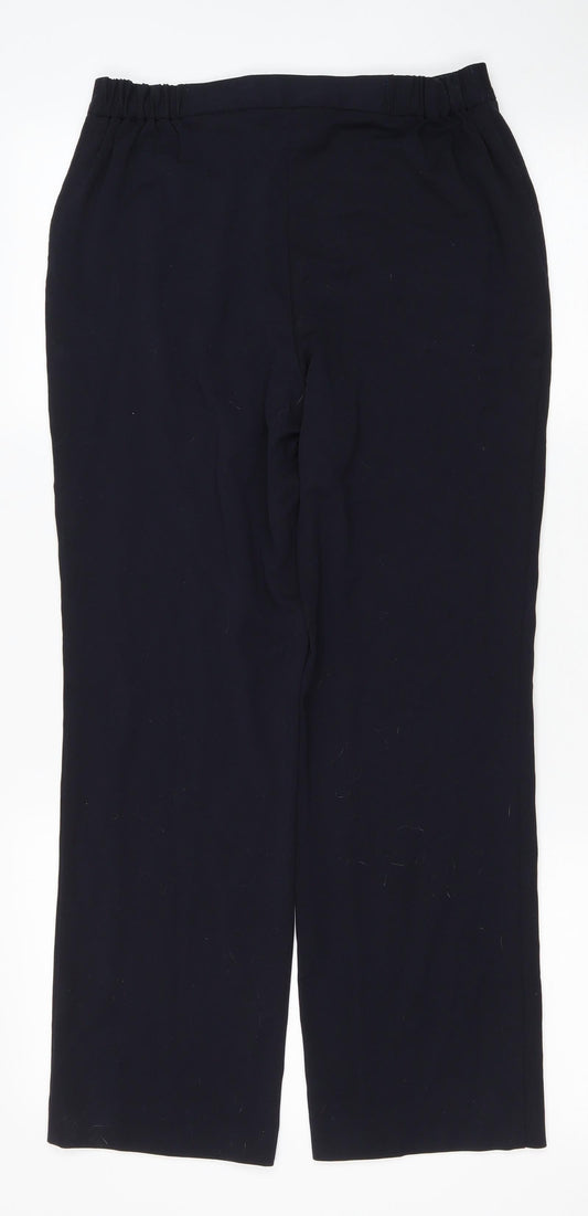 Marks and Spencer Womens Blue Viscose Dress Pants Trousers Size 8 L25 in Regular Zip