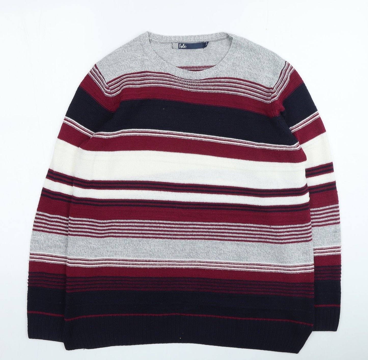 Hle Womens Multicoloured Round Neck Striped Acrylic Pullover Jumper Size 14