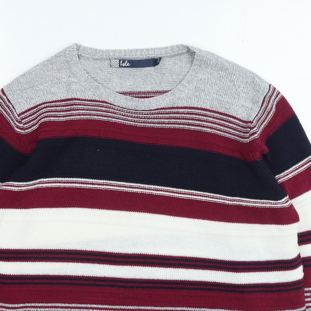 Hle Womens Multicoloured Round Neck Striped Acrylic Pullover Jumper Size 14