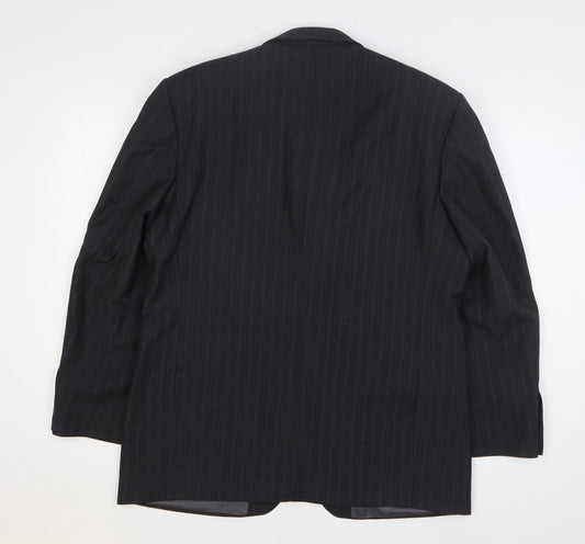 Preworn Mens Grey Striped Wool Jacket Suit Jacket Size 40