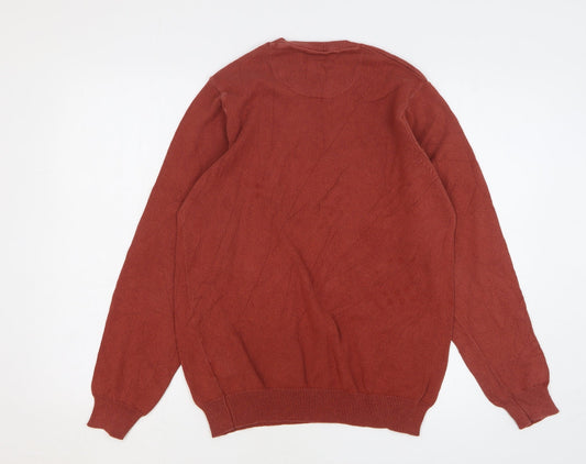 Marks and Spencer Mens Orange Crew Neck Cotton Pullover Jumper Size S