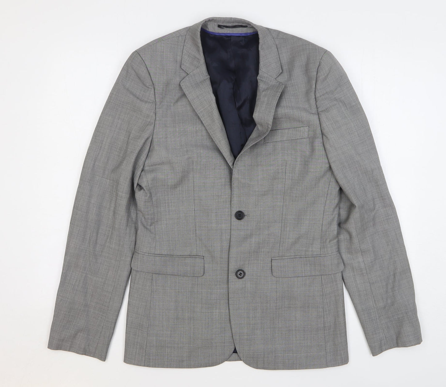 Topman Mens Grey Wool Jacket Suit Jacket Size 36
