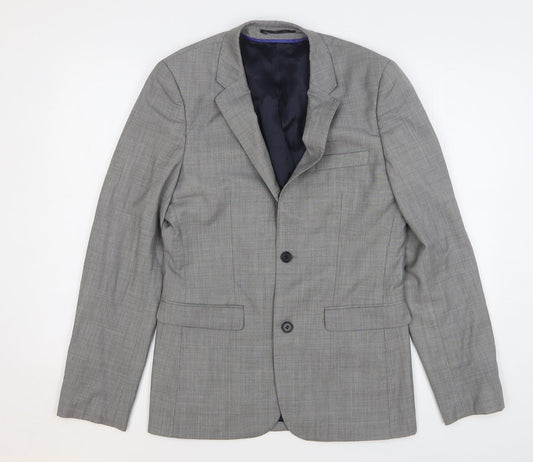 Topman Mens Grey Wool Jacket Suit Jacket Size 36