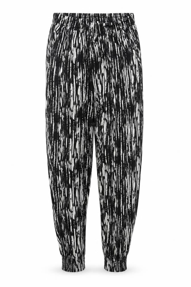H&M Womens Beige Geometric Viscose Jogger Trousers Size XS L24 in Regular