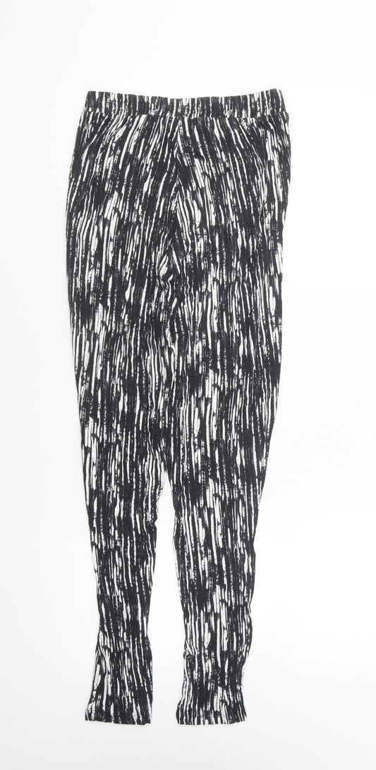 H&M Womens Beige Geometric Viscose Jogger Trousers Size XS L24 in Regular