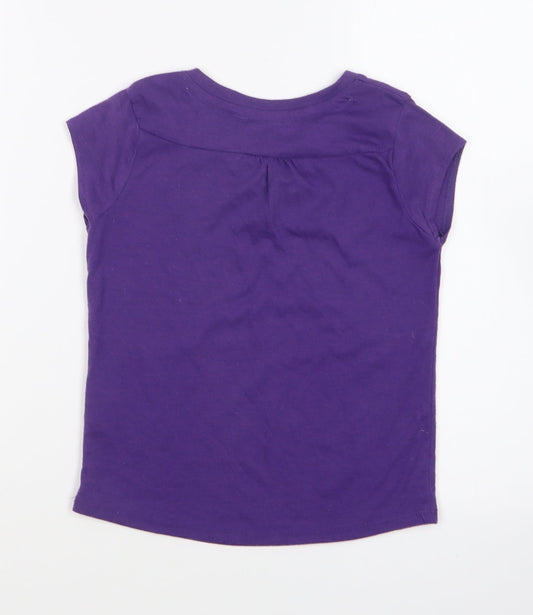 LA Gear Girls Purple Cotton Basic T-Shirt Size 7-8 Years Round Neck Pullover