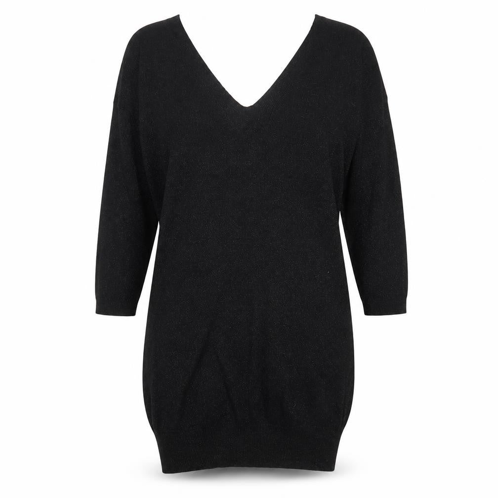 NEXT Womens Black Viscose Basic T-Shirt Size 6 V-Neck
