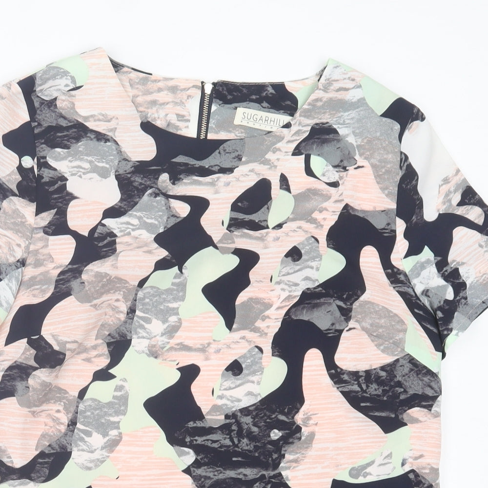 Sugarhill Womens Multicoloured Camouflage Polyester Basic T-Shirt Size 10 Crew Neck