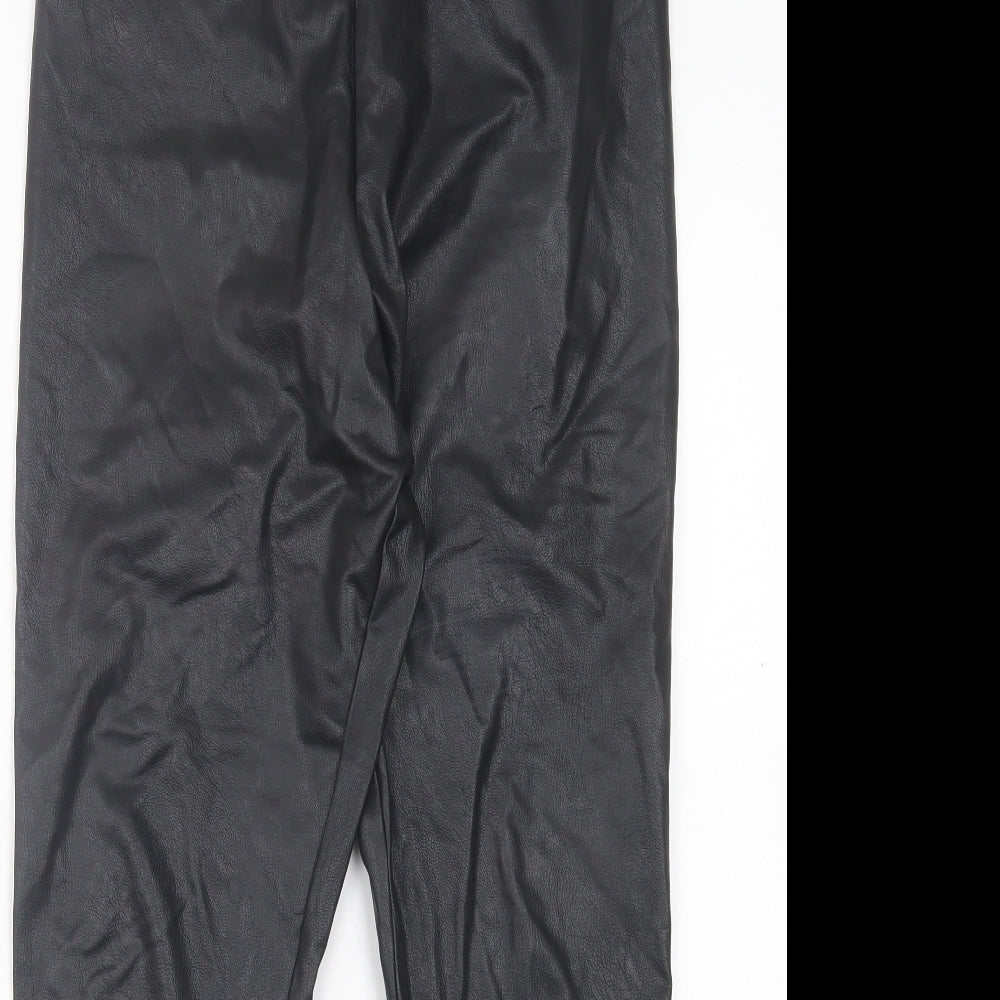 Gallery Womens Black Polyurethane Capri Trousers Size 16 L27 in Regular - Faux Leather