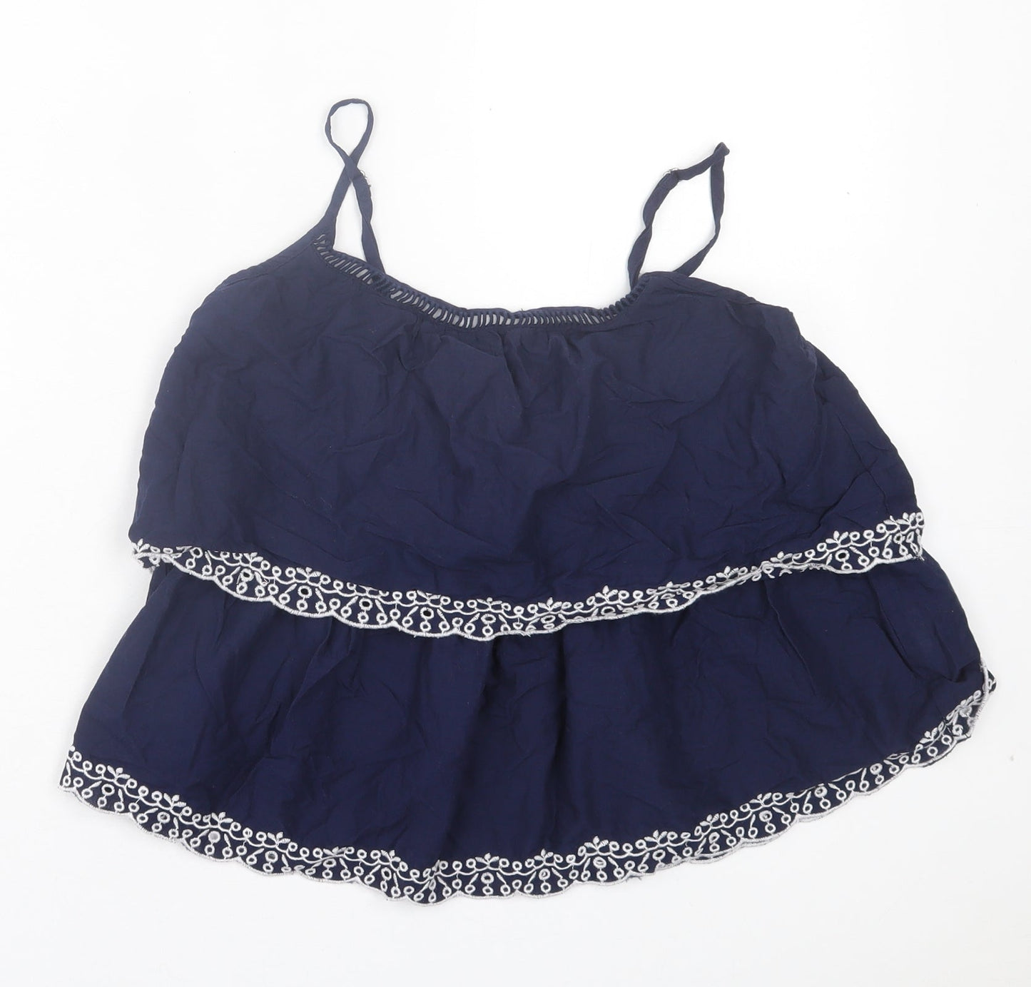Atmosphere Womens Blue Cotton Basic Tank Size 8 Square Neck