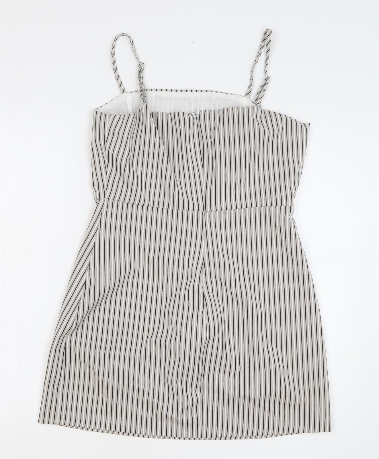 Pull&Bear Womens Grey Striped Polyester Camisole Tank Size L Off the Shoulder
