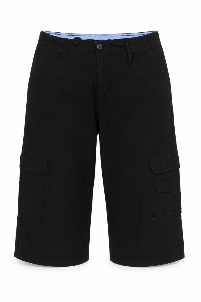 Dunnes Womens Black Linen Cargo Trousers Size 38 in L20 in Regular Button - 3/4 leg