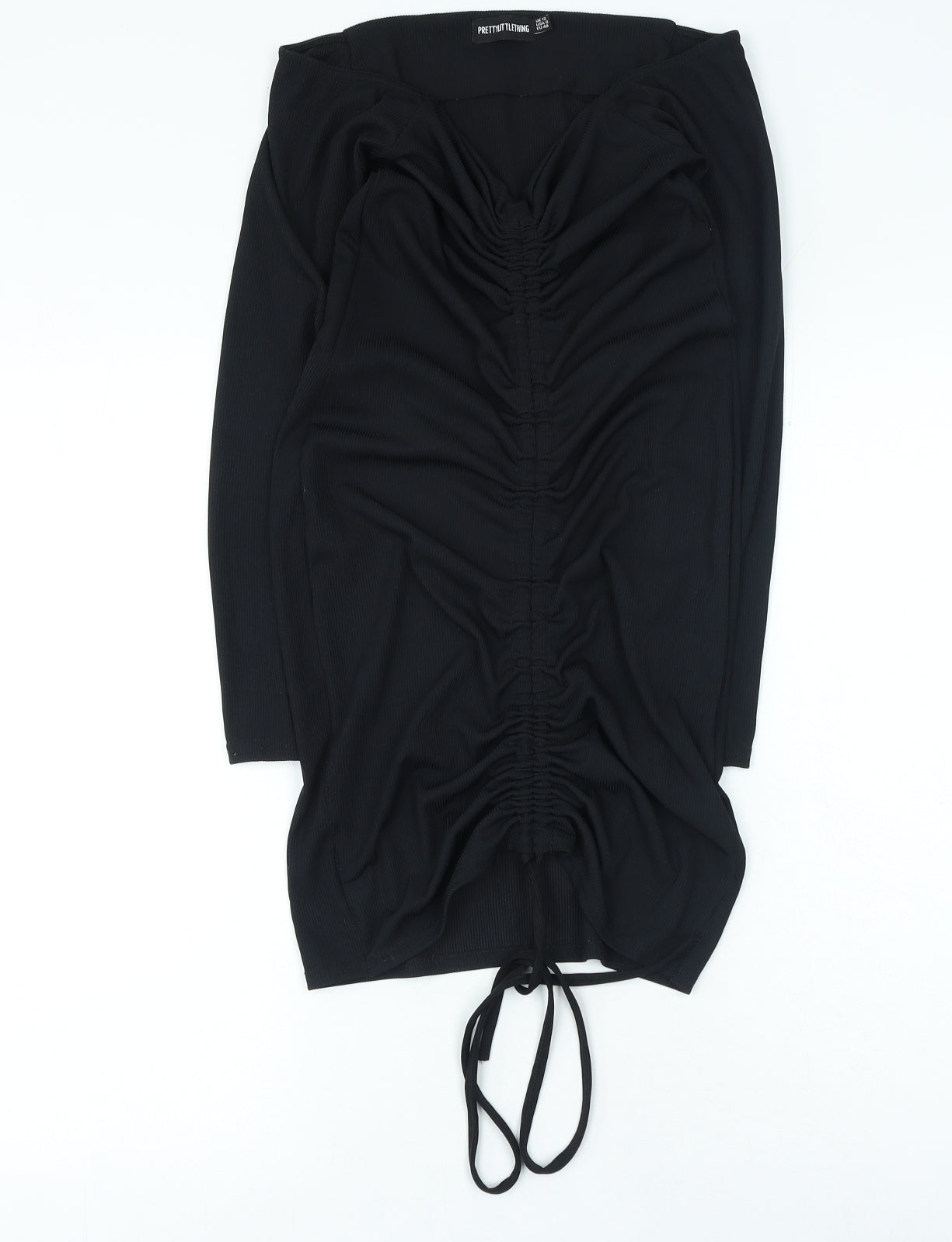 PRETTYLITTLETHING Womens Black Polyester Bodycon Size 12 Sweetheart Pullover