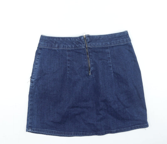 Denim & Co. Womens Blue Cotton Straight & Pencil Skirt Size 10 Zip