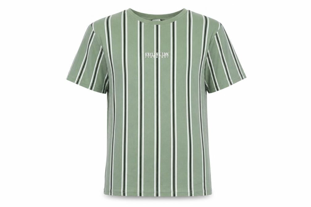 George Boys Green Striped Cotton Basic Casual Size 12-13 Years Round Neck Pullover