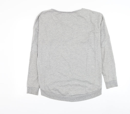 Dunnes Stores Womens Grey Cotton Pullover Sweatshirt Size S Pullover - Floral Heart