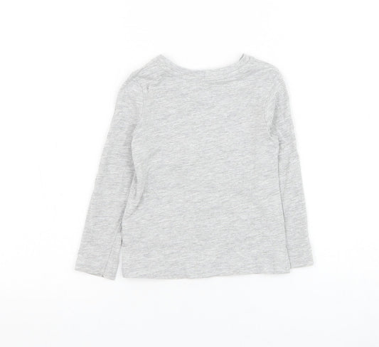 Dunnes Stores Girls Grey Cotton Basic T-Shirt Size 2-3 Years Round Neck Pullover - Unicorn