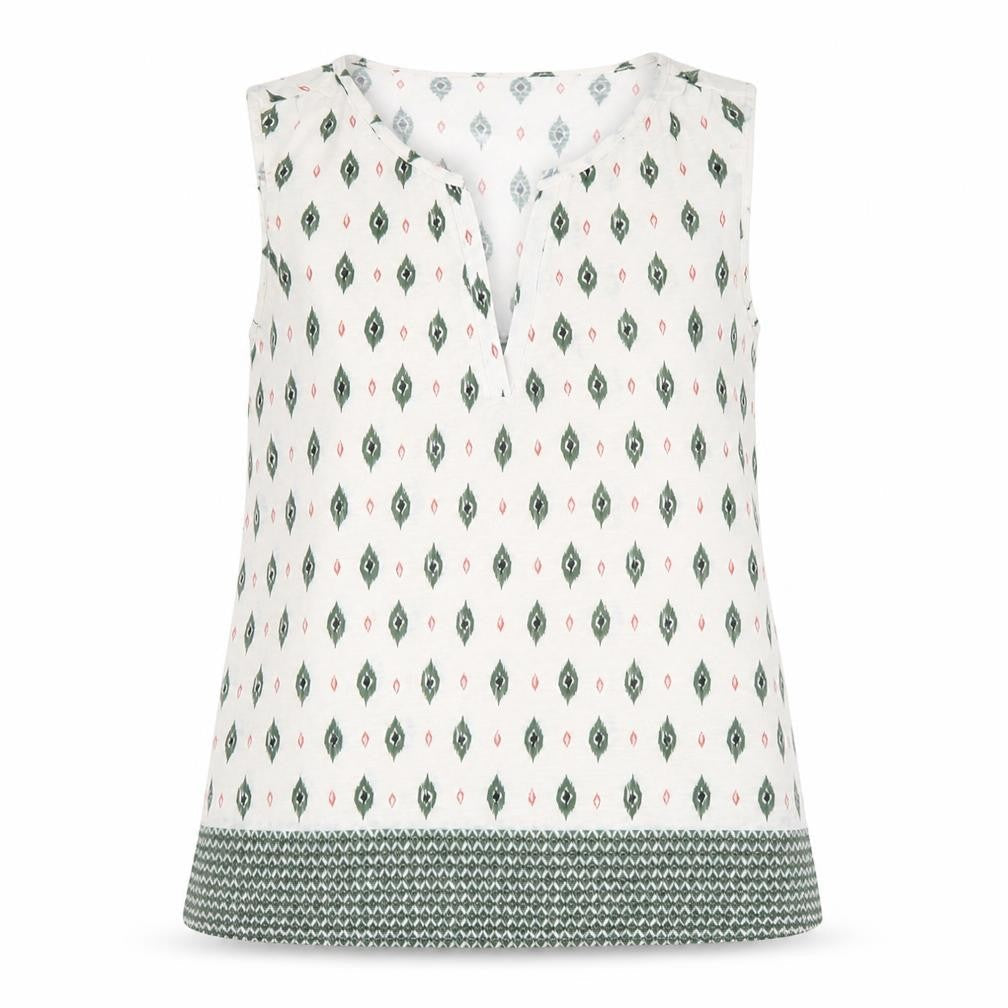 Principles Womens White Geometric Polyester Basic Tank Size 10 V-Neck