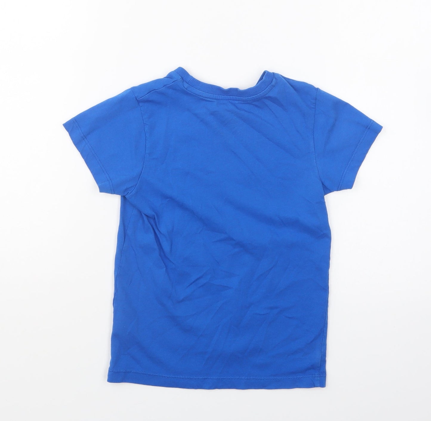 Matalan Boys Blue Cotton Basic T-Shirt Size 6 Years Round Neck Pullover - Skull