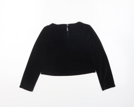 Dunnes Stores Girls Black Polyester Basic T-Shirt Size 5-6 Years Round Neck Pullover