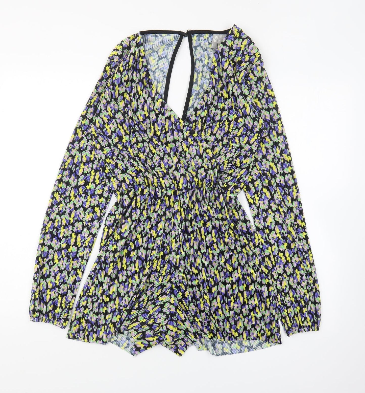 ASOS Womens Multicoloured Floral Polyester Playsuit One-Piece Size 4 Button