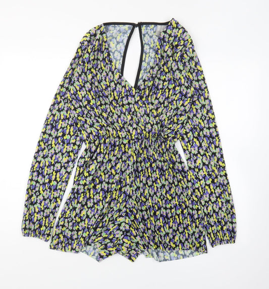 ASOS Womens Multicoloured Floral Polyester Playsuit One-Piece Size 4 Button