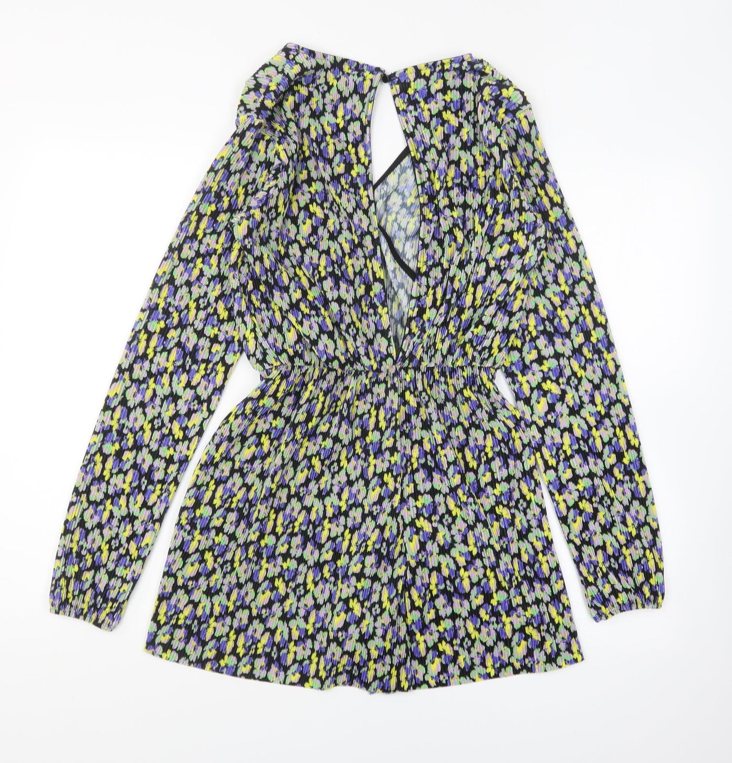 ASOS Womens Multicoloured Floral Polyester Playsuit One-Piece Size 4 Button