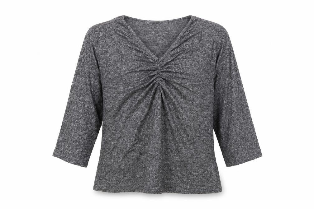 Gerard Womens Grey Polyester Basic Blouse Size 16 V-Neck