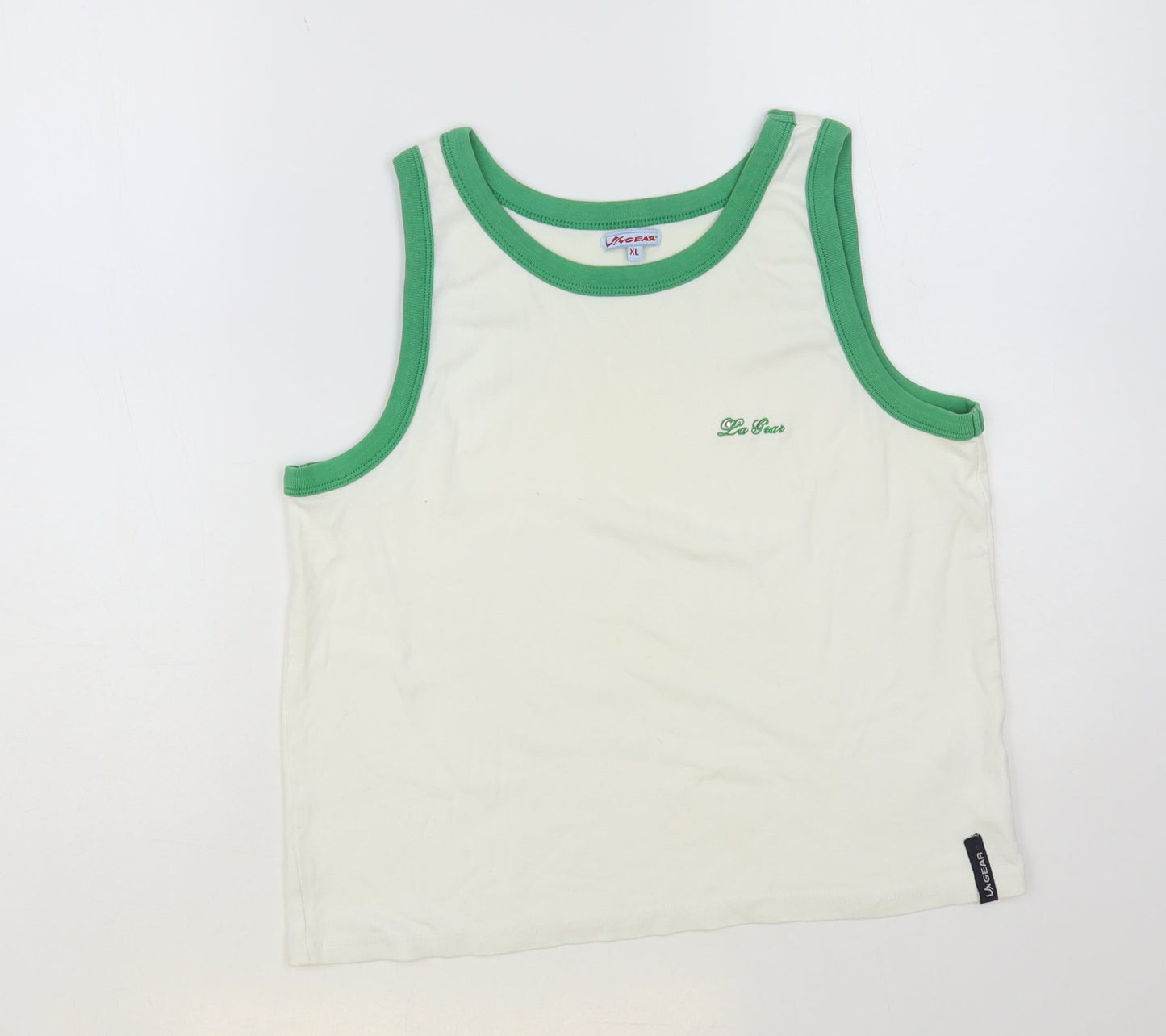 LA Gear Womens White Cotton Basic Tank Size XL Round Neck