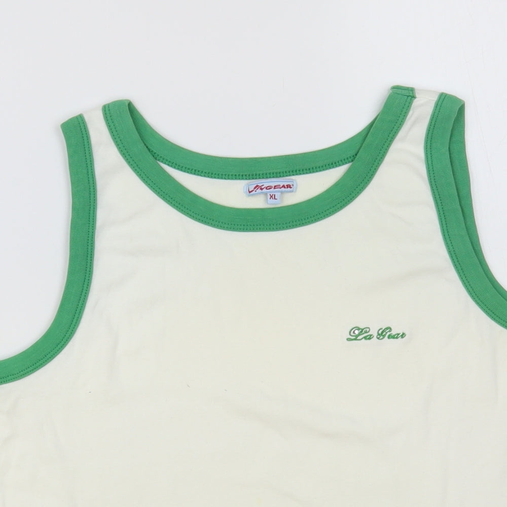 LA Gear Womens White Cotton Basic Tank Size XL Round Neck