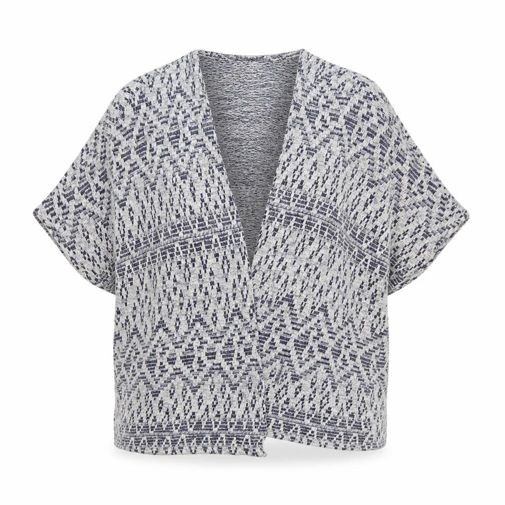 H&M Womens Blue V-Neck Geometric Cotton Cardigan Jumper Size S