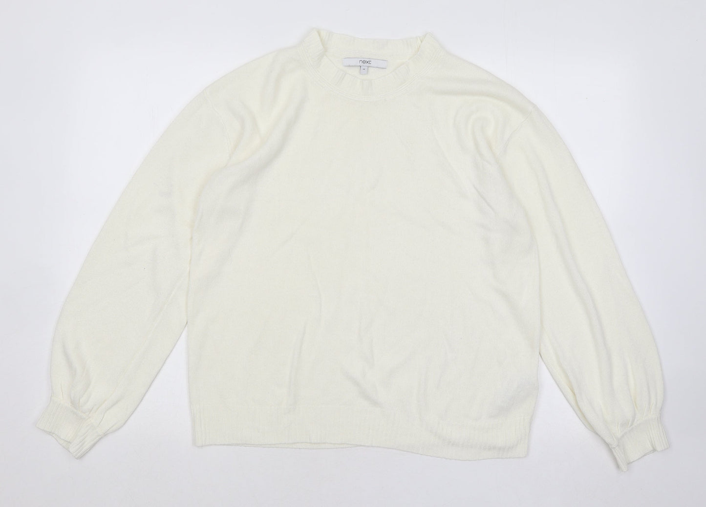 NEXT Womens Ivory Round Neck Cotton Pullover Jumper Size M