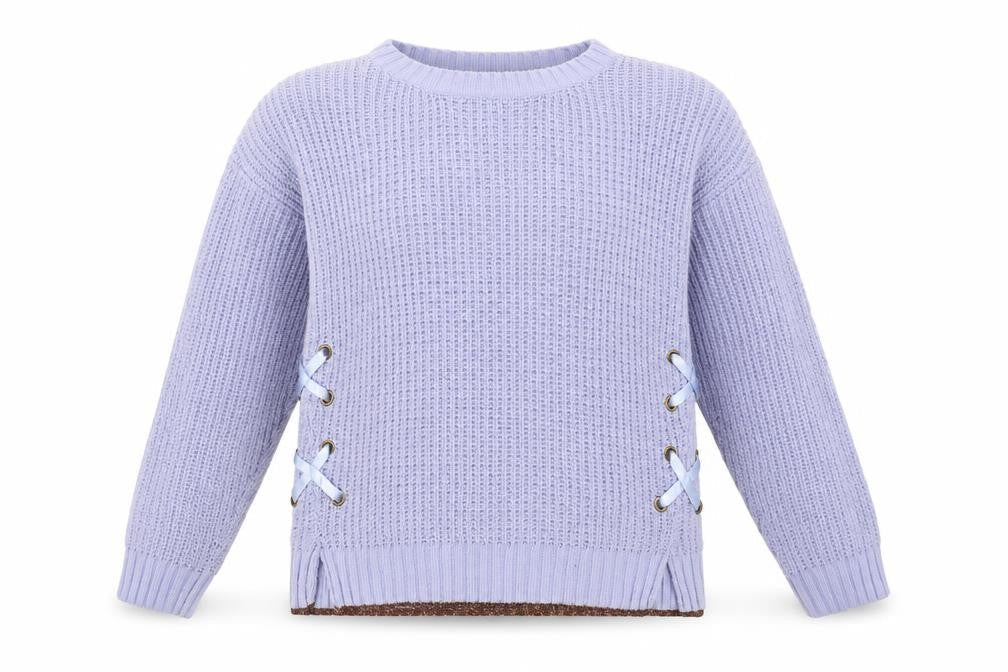 Marks and Spencer Girls Blue Round Neck Polyester Pullover Jumper Size 11-12 Years Pullover - Lace up Detail