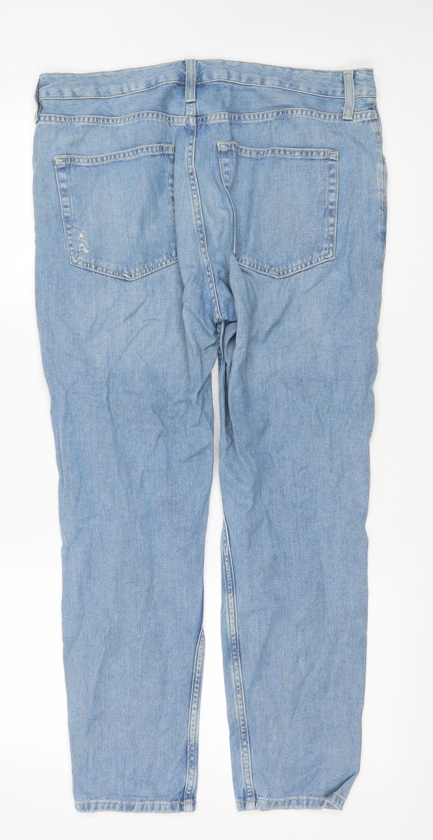 Topshop Mens Blue Cotton Straight Jeans Size 35 in L26 in Regular Button