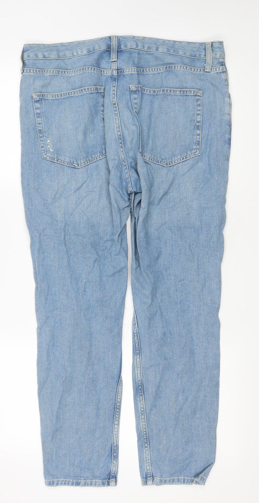 Topshop Mens Blue Cotton Straight Jeans Size 35 in L26 in Regular Button