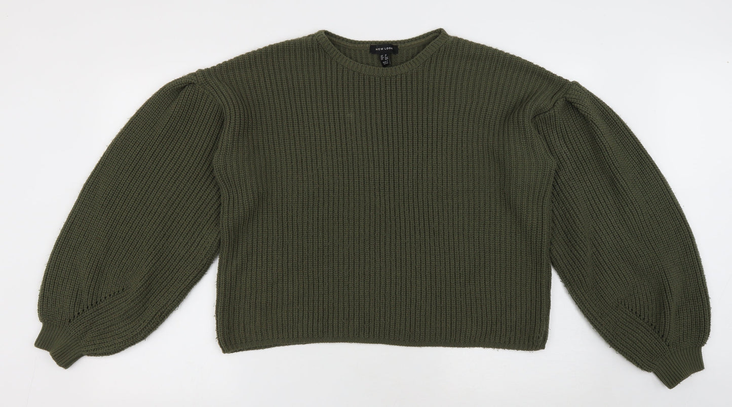 New Look Womens Green Round Neck Acrylic Pullover Jumper Size M