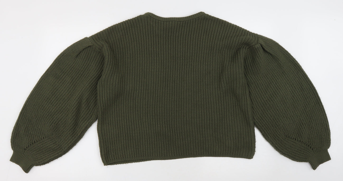 New Look Womens Green Round Neck Acrylic Pullover Jumper Size M