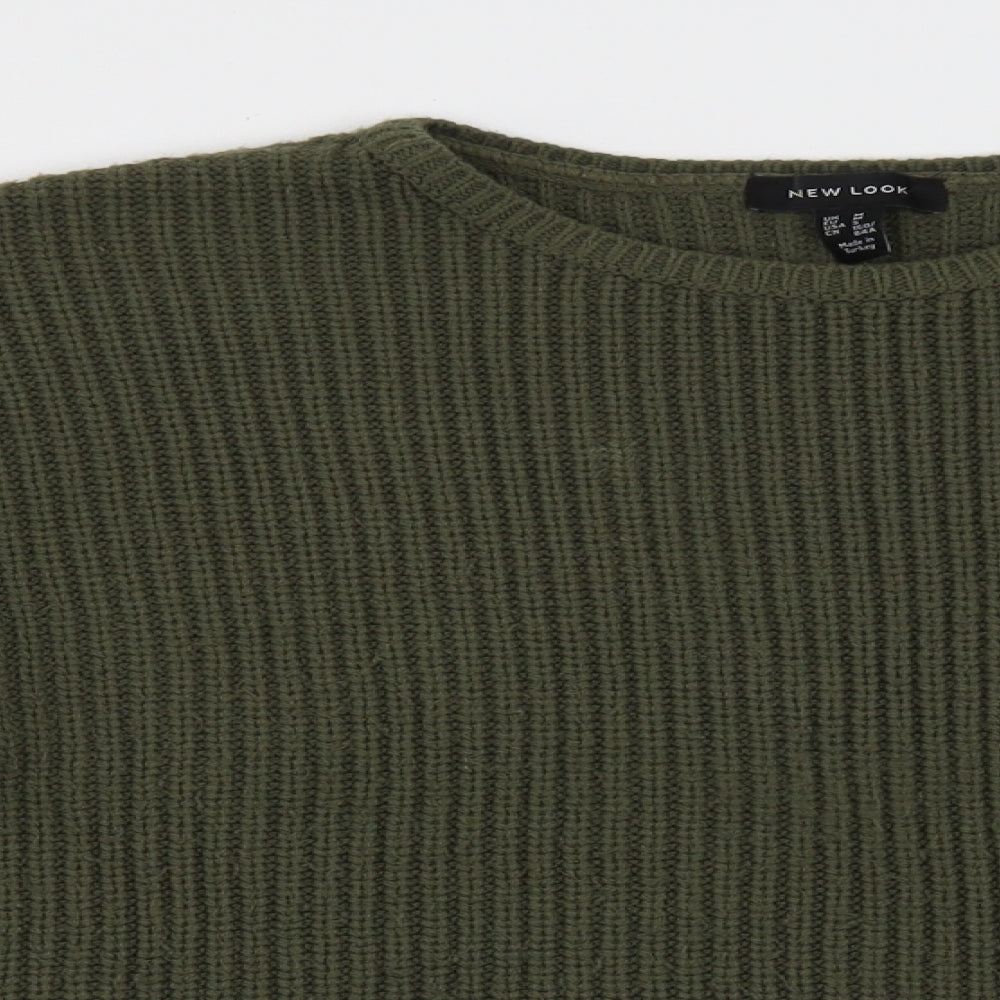 New Look Womens Green Round Neck Acrylic Pullover Jumper Size M