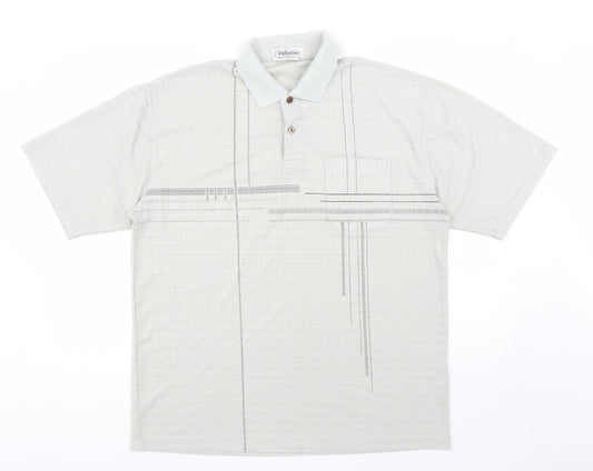 Vicky Lee Mens Green Plaid Polyester T-Shirt Size XLT Collared